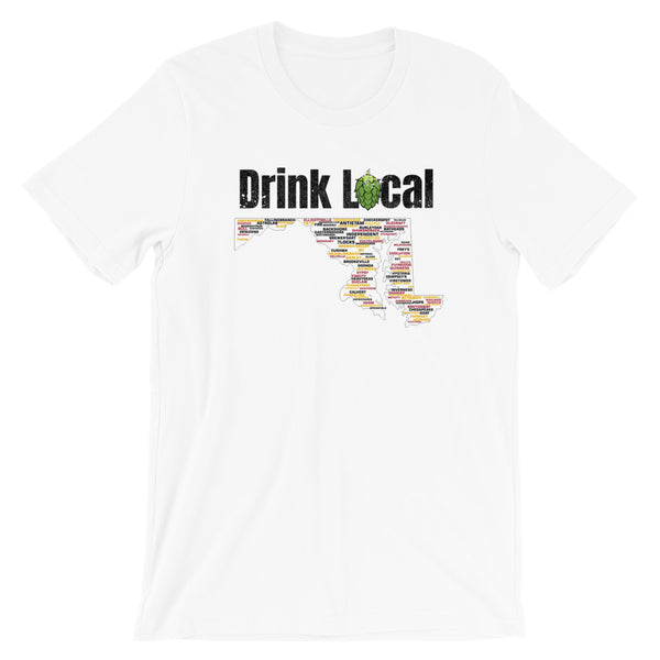 Drink Local Maryland Breweries Map T-Shirt - 100 Breweries - Singletrack Apparel