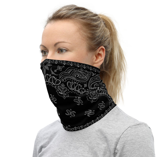 Black Paisley Neck Gaiter, Black Paisley Face Cover, Black Paisley Face Mask - Singletrack Apparel