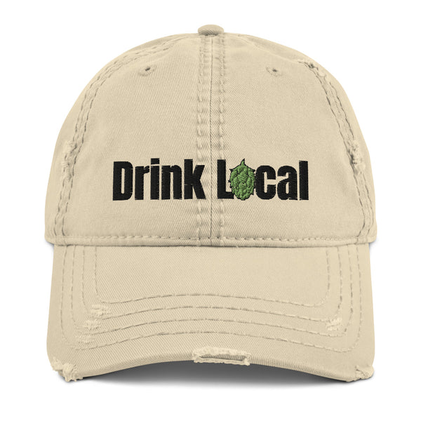 Drink Local Beer Distressed Hat - Embroidered - Singletrack Apparel