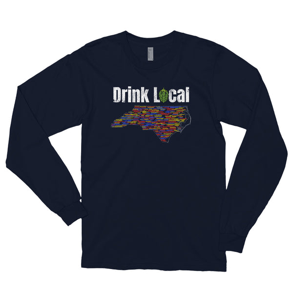 All North Carolina Breweries Drink Local Long Sleeve T-Shirt - Singletrack Apparel