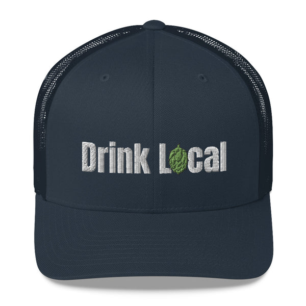 Drink Local Beer Embroidered Trucker Hat - Singletrack Apparel