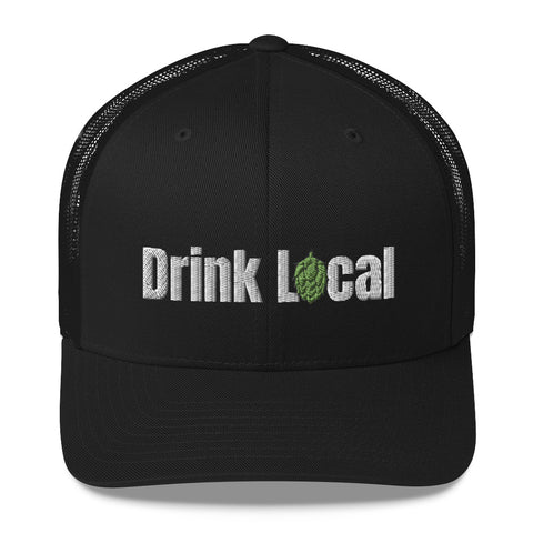 Drink Local Beer Embroidered Trucker Hat - Singletrack Apparel