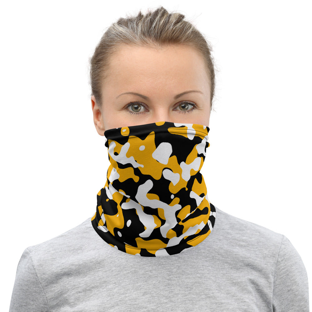 Pittsburg Steelers Neck Gaiter, Pittsburg Steelers Camo Face Cover, Black and Gold Camo Face Mask, Black and Gold Camo Headband - Singletrack Apparel