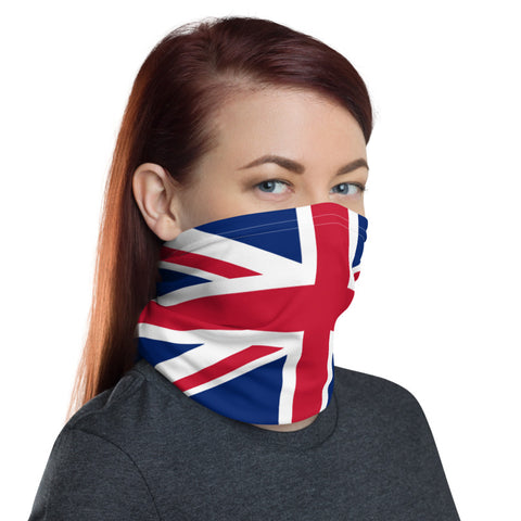 United Kingdom Union Jack Flag Neck Gaiter, UK Flag Face Mask, UK Headband - Singletrack Apparel